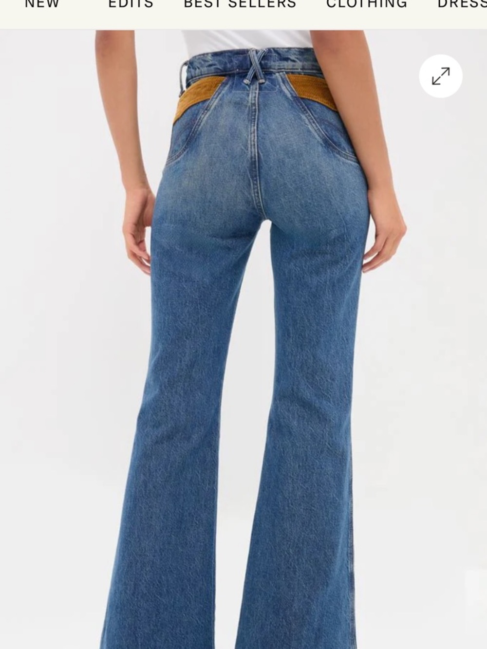 Mother doozy High-Rise Wide-Leg Flare Jeans in Medium Blue NWT - Picture 3 of 4